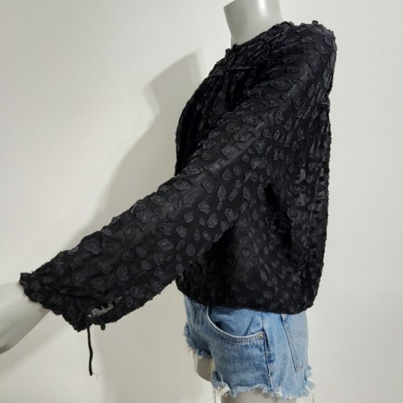 Aritzia X Wilfred Black Lourdes Collared Long Sleeve Sheered Blouse Size S - Picture 10 of 13